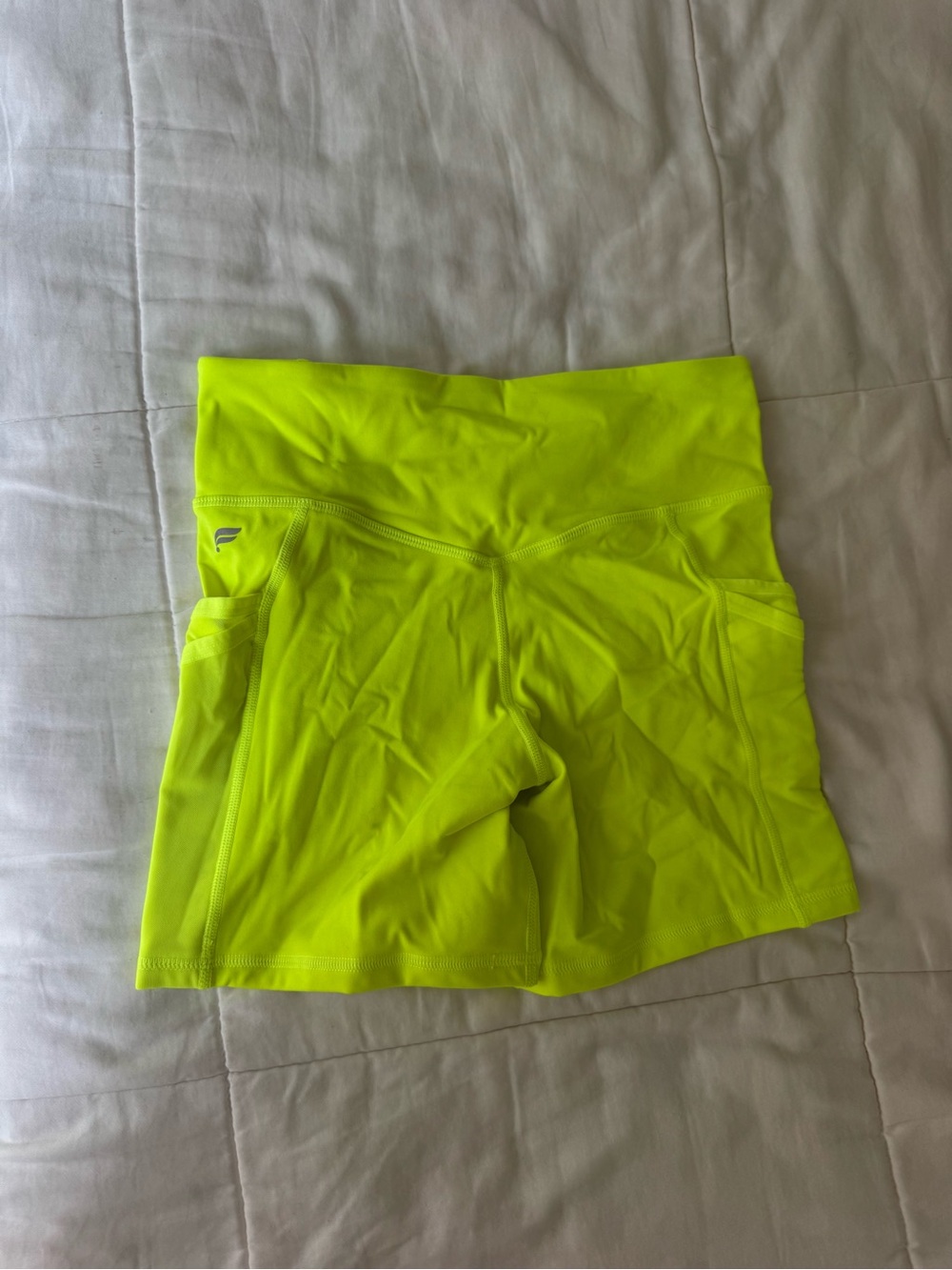 Fabletics Neon Yellow High-Waist Athletic Shorts